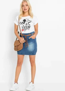 Femme bonprix Jupes|Jupe en jean avec ceinture