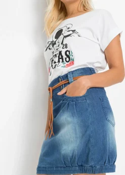 Femme bonprix Jupes|Jupe en jean avec ceinture