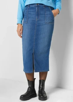 bonprix Jupe en jean avec fente|Femme Jupes