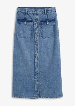 bonprix Jupe en jean avec poches plaquées|Femme Jupes