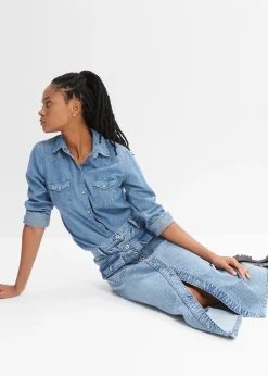 bonprix Jupe en jean avec poches plaquées|Femme Jupes