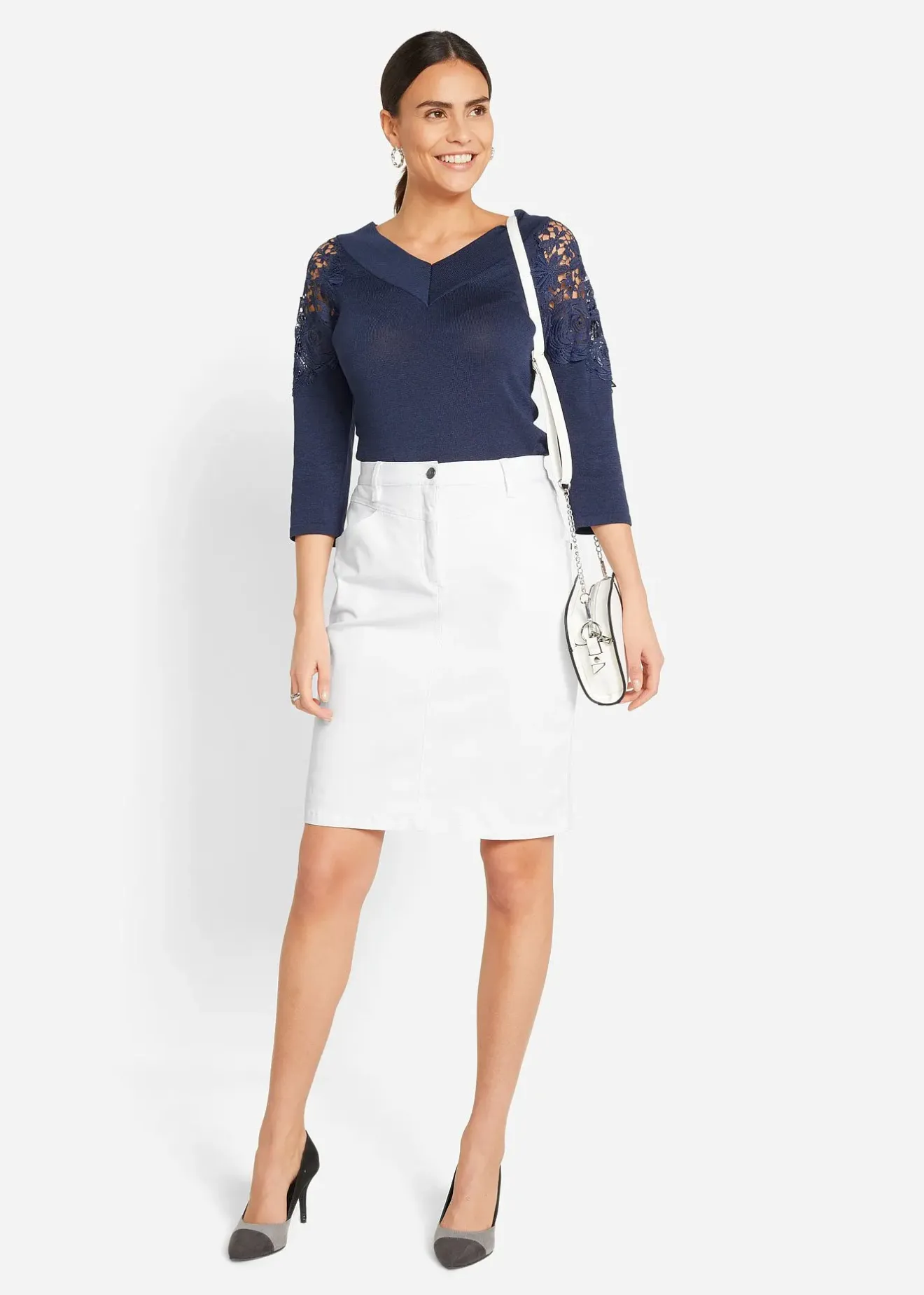 bonprix Jupe en jean extensible|Femme Jupes