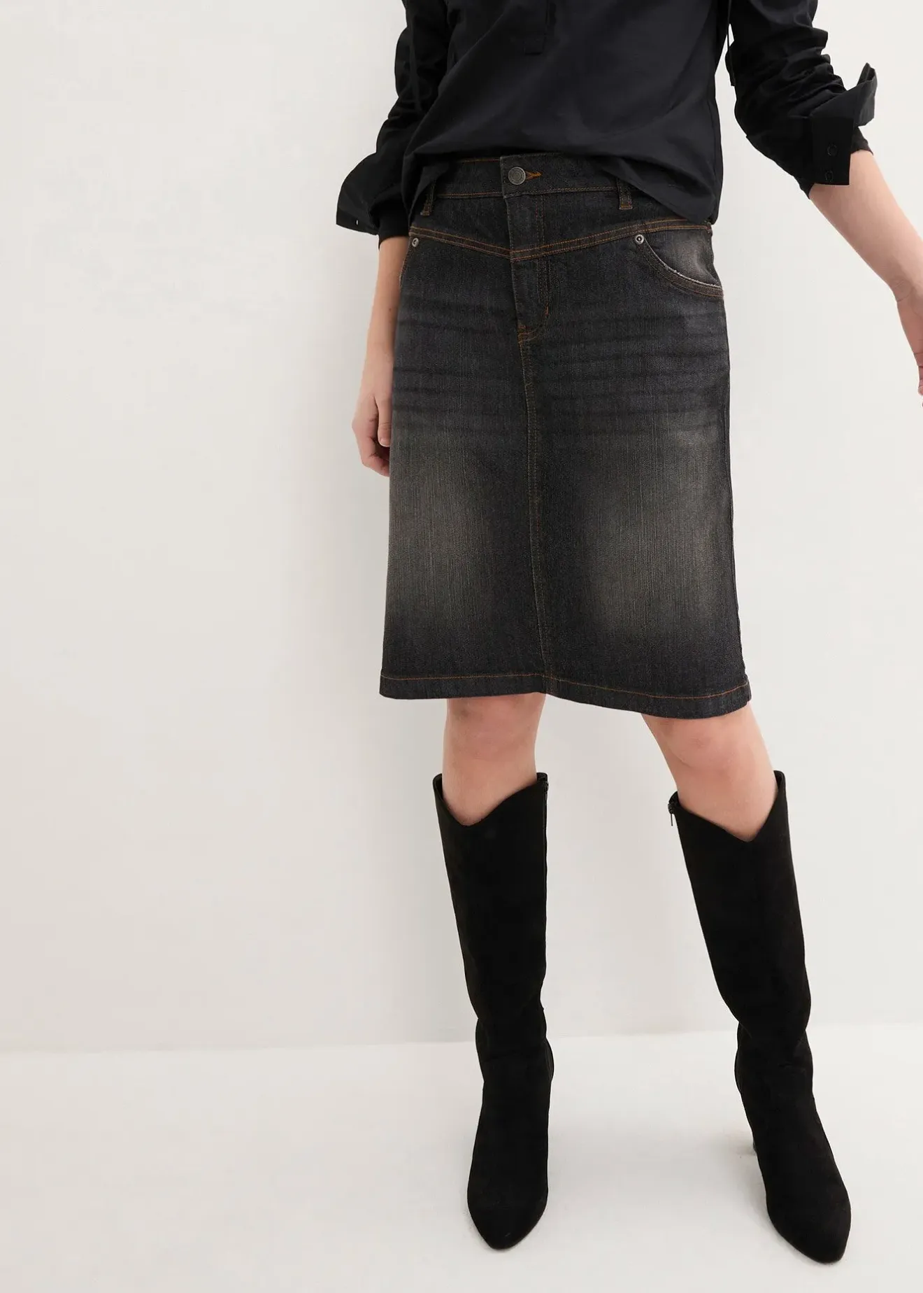 Femme bonprix Jupes|Jupe en jean extensible