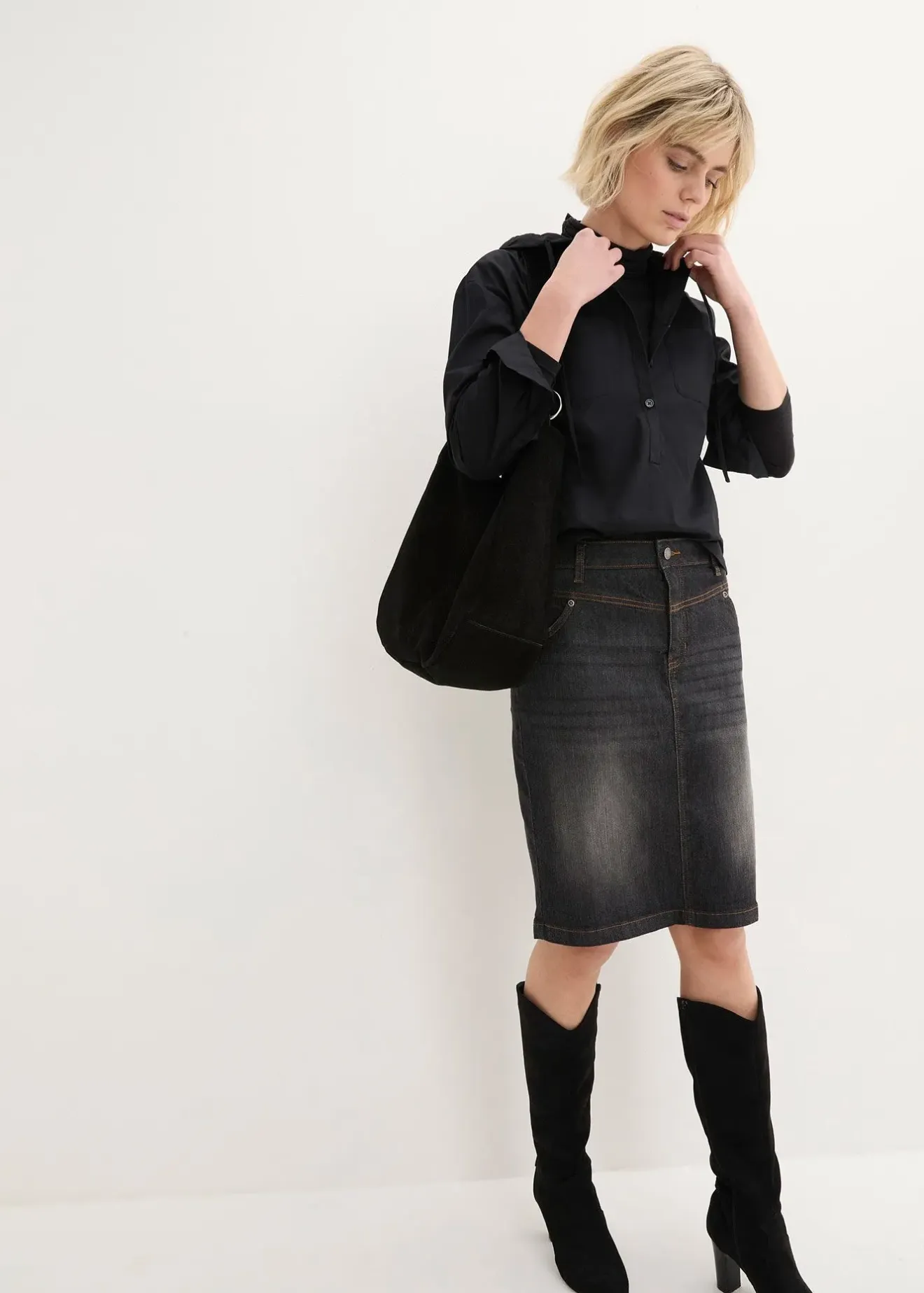 Femme bonprix Jupes|Jupe en jean extensible