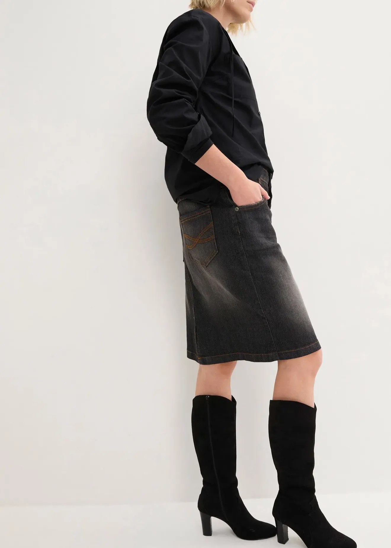 Femme bonprix Jupes|Jupe en jean extensible