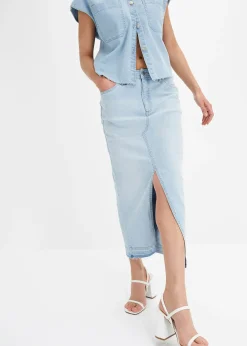 Femme bonprix Jupes|Jupe en jean fendue devant