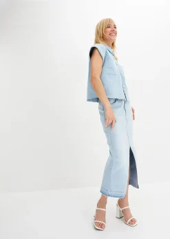 Femme bonprix Jupes|Jupe en jean fendue devant