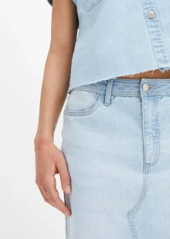 Femme bonprix Jupes|Jupe en jean fendue devant