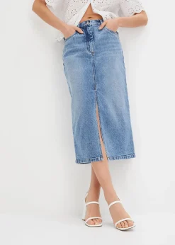 Femme bonprix Jupes|Jupe en jean fendue devant