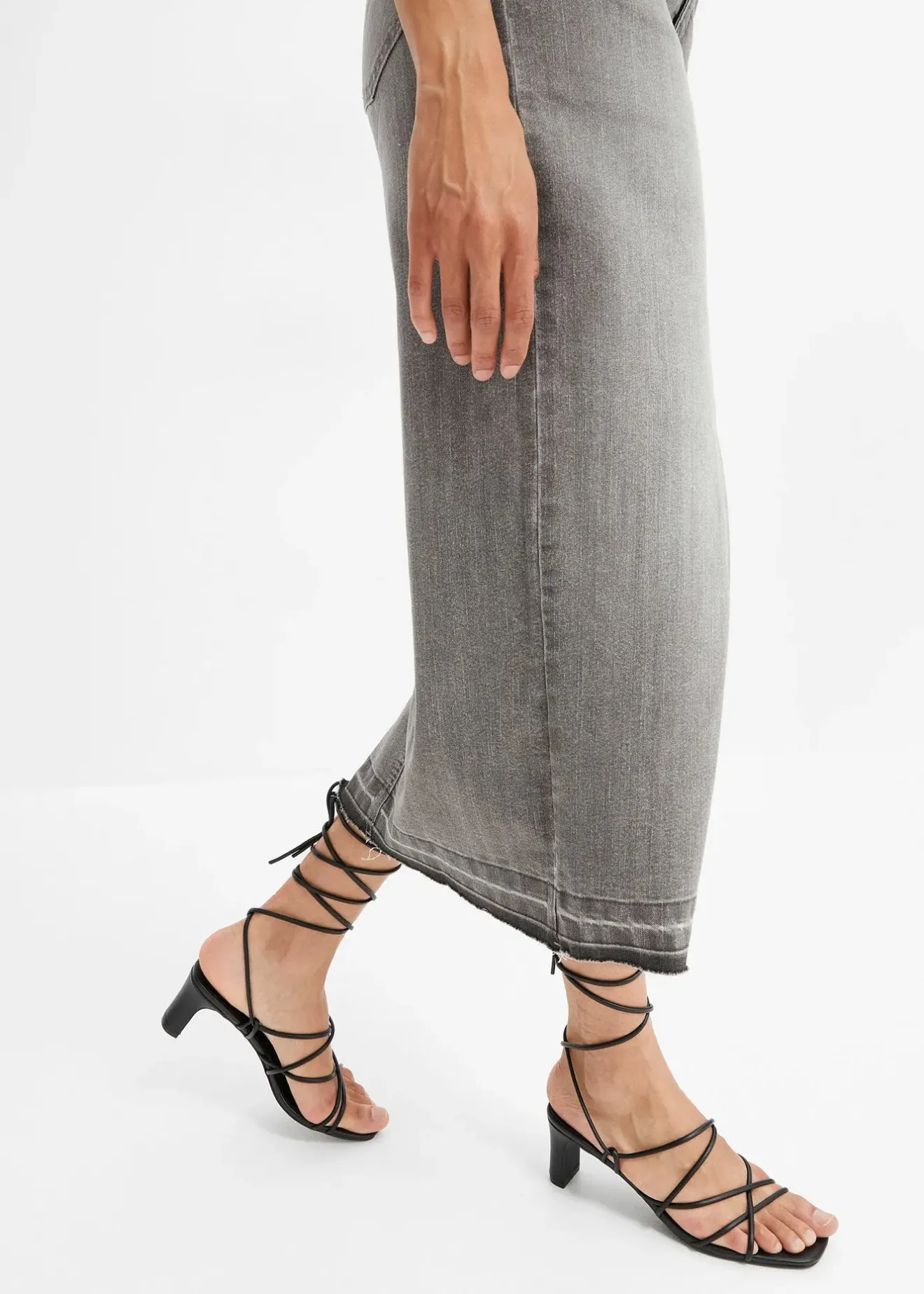 bonprix Jupe en jean fendue devant|Femme Jupes