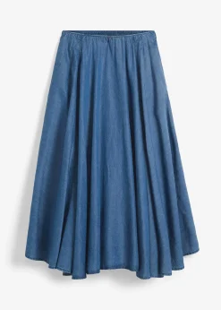 Femme bonprix Jupes|Jupe en jean, taille haute et élastiquée, coton