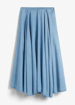 Femme bonprix Jupes|Jupe en jean, taille haute et élastiquée, coton