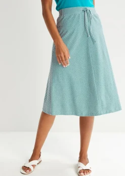 bonprix Jupe en jersey à rayures, longueur genou|Femme Jupes