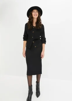 bonprix Jupe en maille côtelée, viscose majoritaire|Femme Jupes