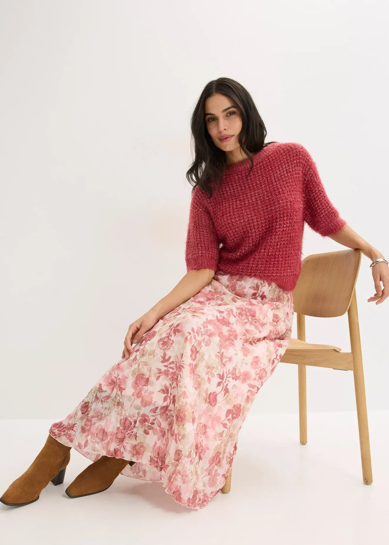 bonprix Jupe en mousseline effet froissé|Femme Jupes