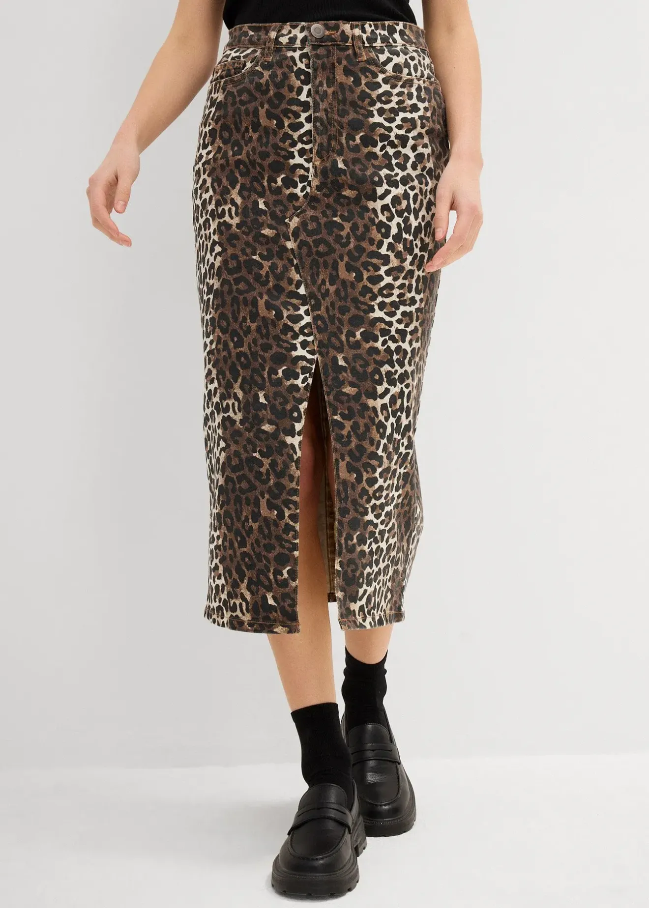 bonprix Jupe en twill de coton extensible|Femme Jupes