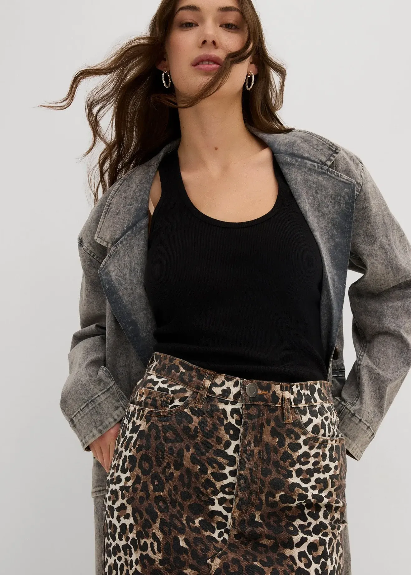 bonprix Jupe en twill de coton extensible|Femme Jupes