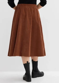 bonprix Jupe en velours côtelé, coton extensible|Femme Jupes