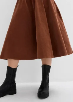 bonprix Jupe en velours côtelé, coton extensible|Femme Jupes