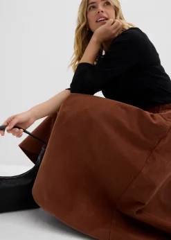 bonprix Jupe en velours côtelé, coton extensible|Femme Jupes