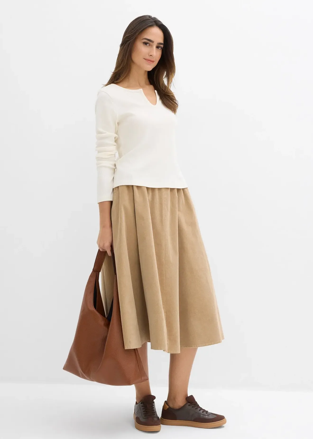 Femme bonprix Jupes|Jupe en velours côtelé, coton extensible