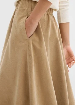 Femme bonprix Jupes|Jupe en velours côtelé, coton extensible