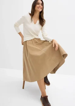 Femme bonprix Jupes|Jupe en velours côtelé, coton extensible