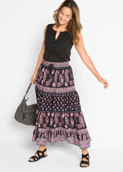 bonprix Jupe longue 100% coton|Femme Jupes