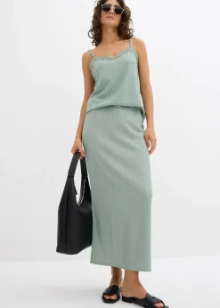 bonprix Jupe longue en crêpe léger|Femme Deux Pièces & Ensembles|Jupes