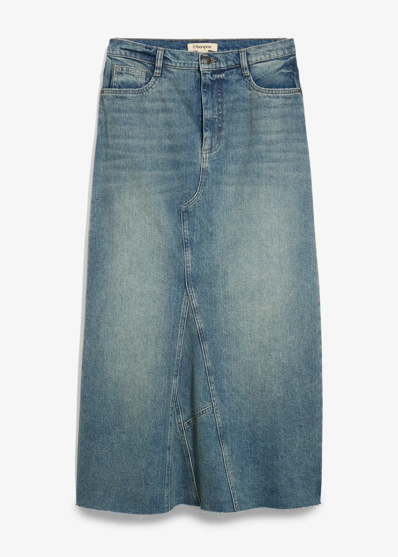 bonprix Jupe longue en jean, taille mi-haute|Femme Jupes