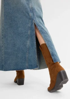 bonprix Jupe longue en jean, taille mi-haute|Femme Jupes