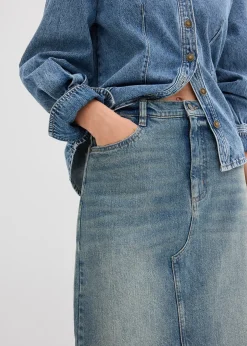 bonprix Jupe longue en jean, taille mi-haute|Femme Jupes