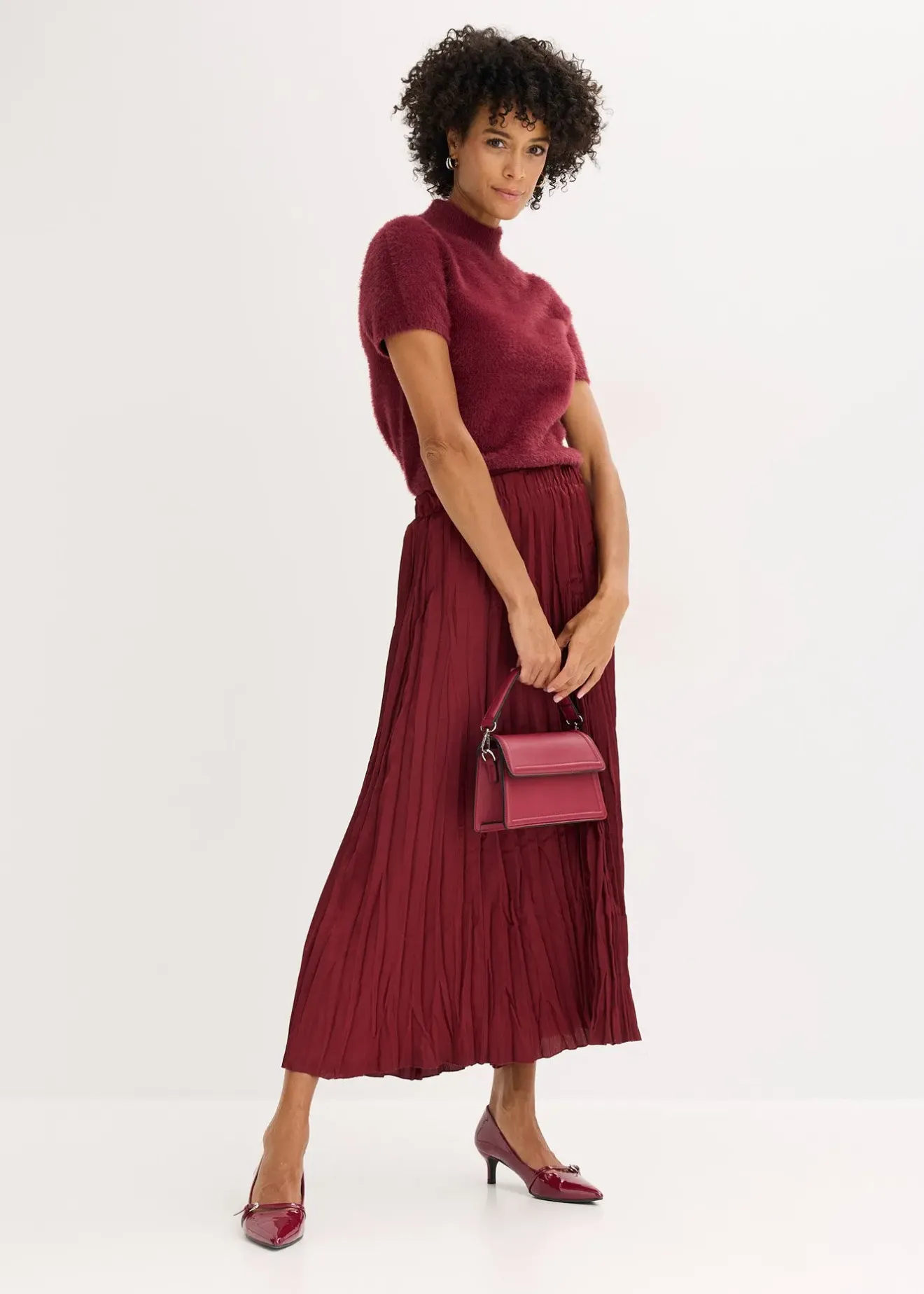 bonprix Jupe longue en satin froissé|Femme Jupes