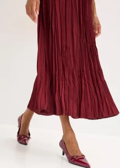bonprix Jupe longue en satin froissé|Femme Jupes