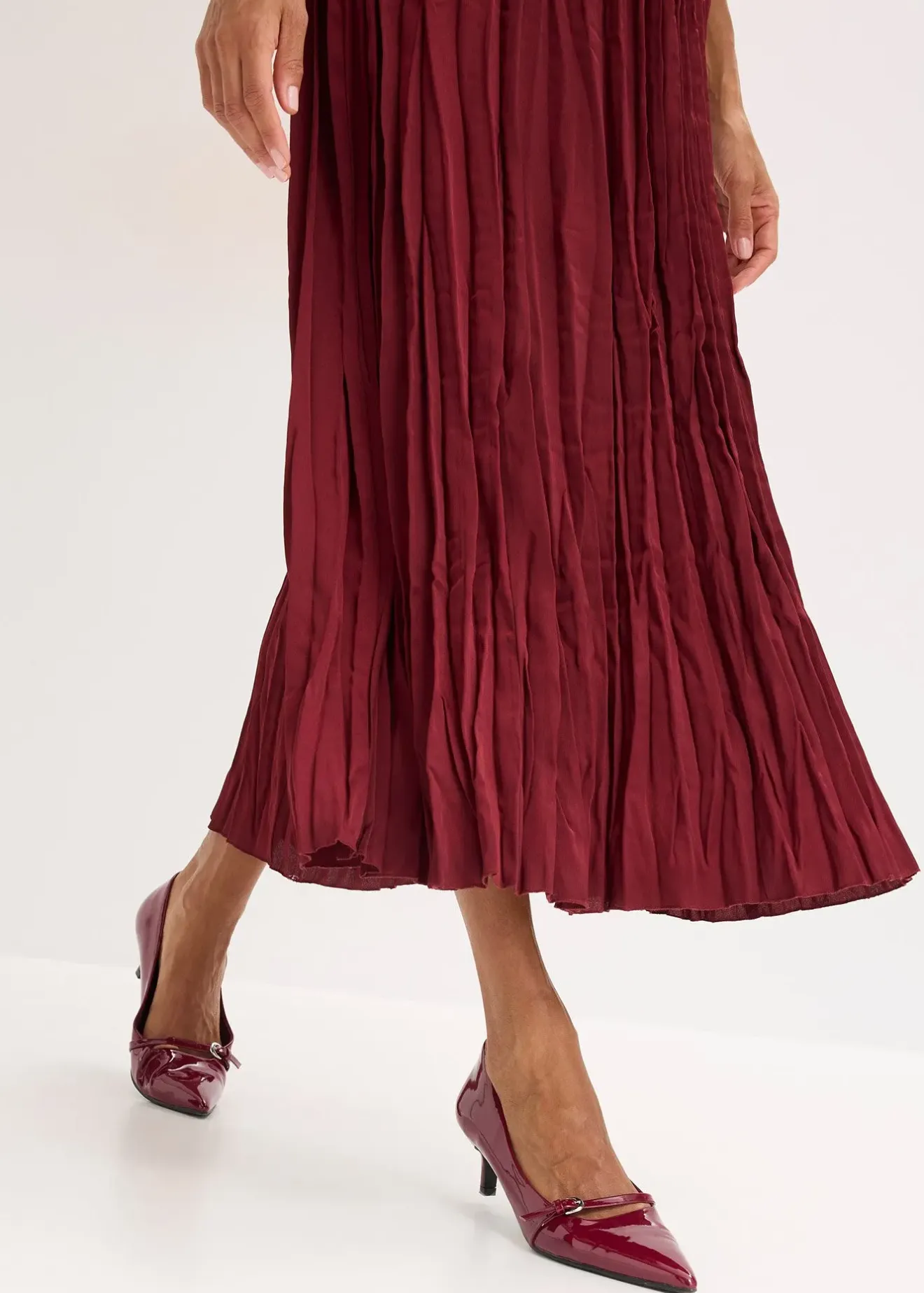 bonprix Jupe longue en satin froissé|Femme Jupes