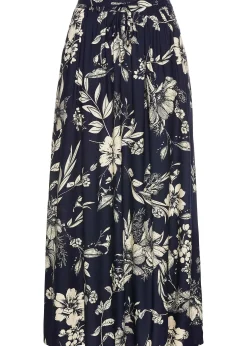 bonprix Jupe longue en viscose avec taille élastique et lien à nouer|Femme Jupes