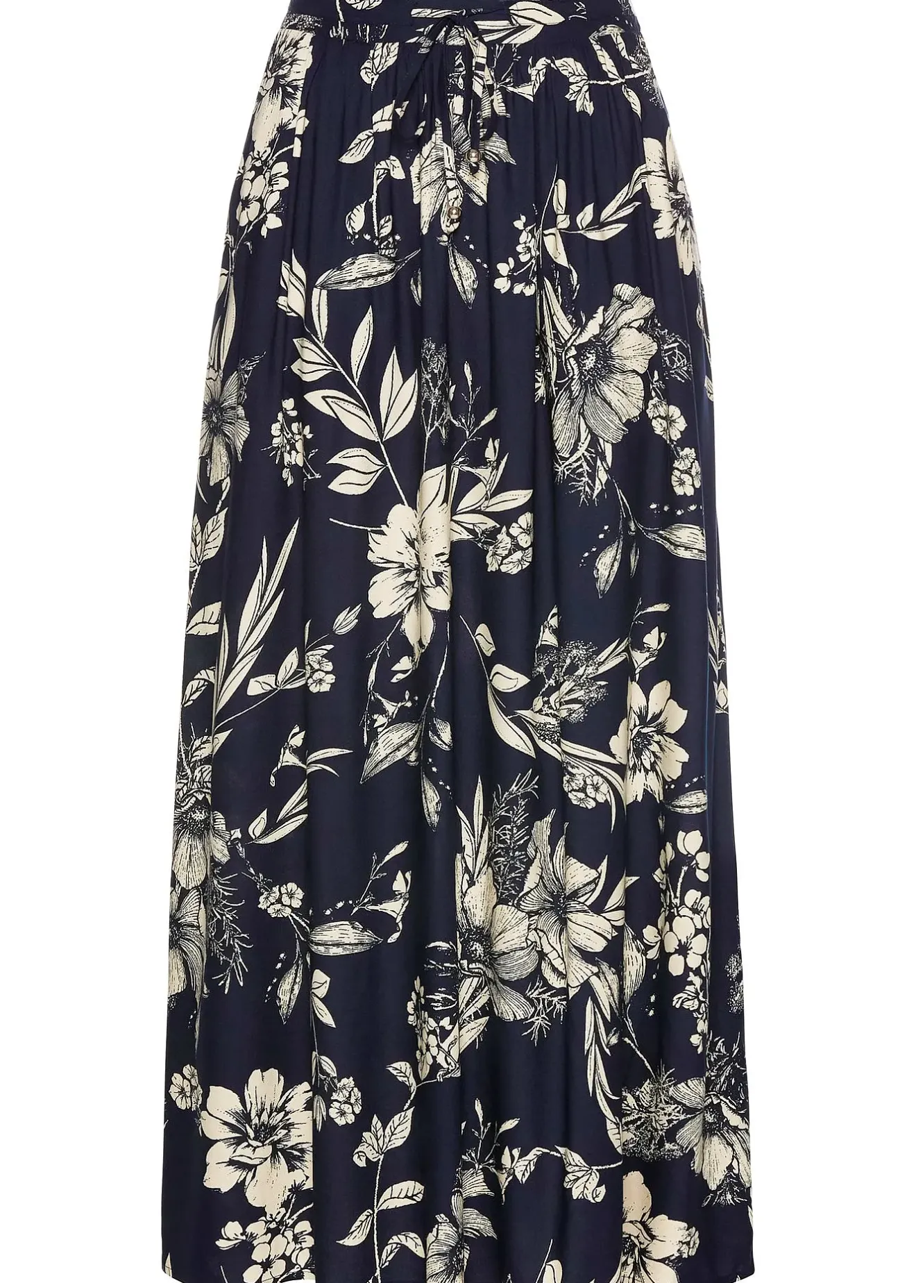 bonprix Jupe longue en viscose avec taille élastique et lien à nouer|Femme Jupes