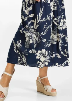 bonprix Jupe longue en viscose avec taille élastique et lien à nouer|Femme Jupes