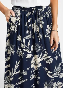 bonprix Jupe longue en viscose avec taille élastique et lien à nouer|Femme Jupes