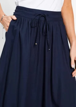 bonprix Jupe longue en viscose avec taille élastique et lien à nouer|Femme Jupes