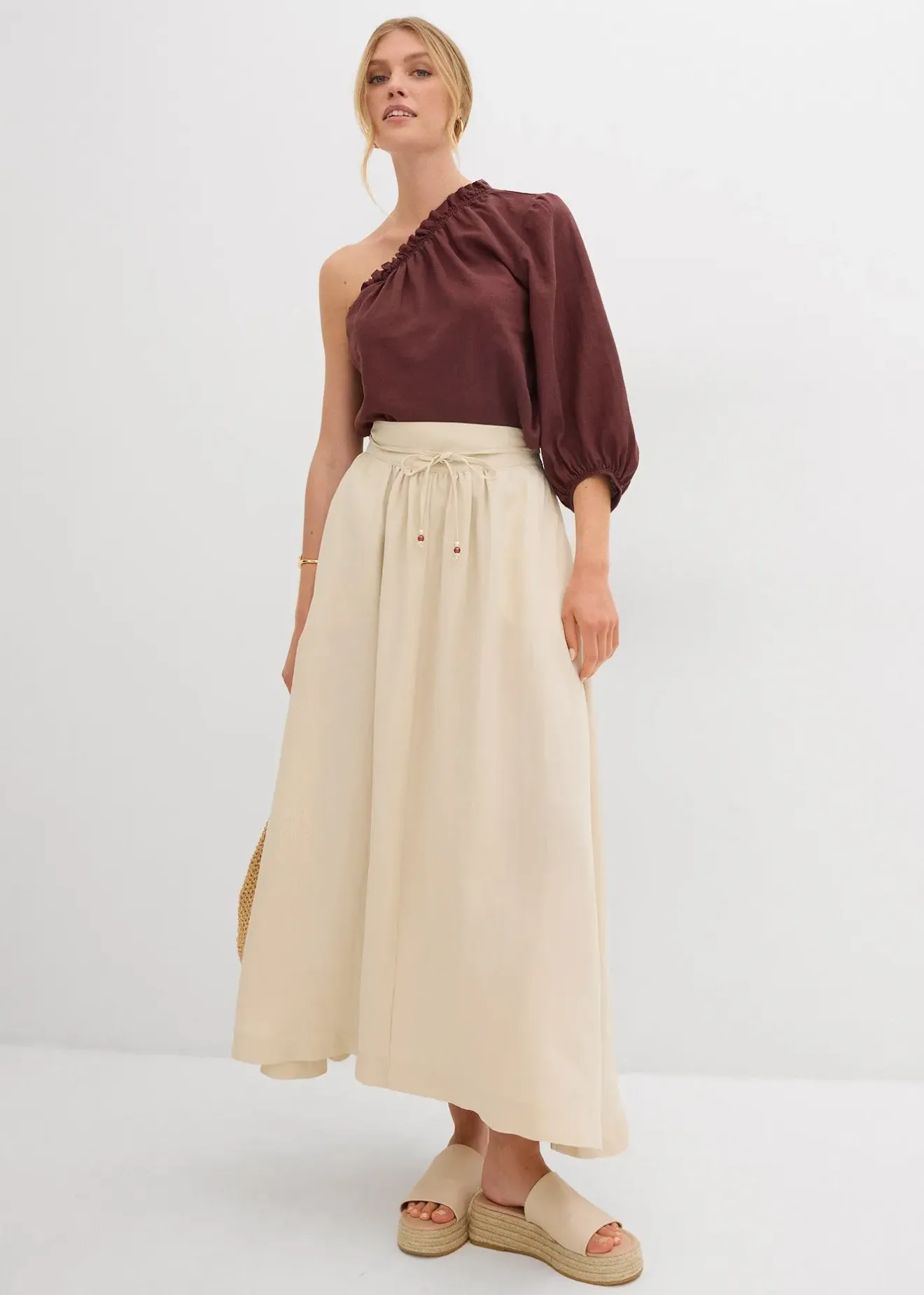 bonprix Jupe longue et évasée en Lyocell mélangé|Femme Jupes