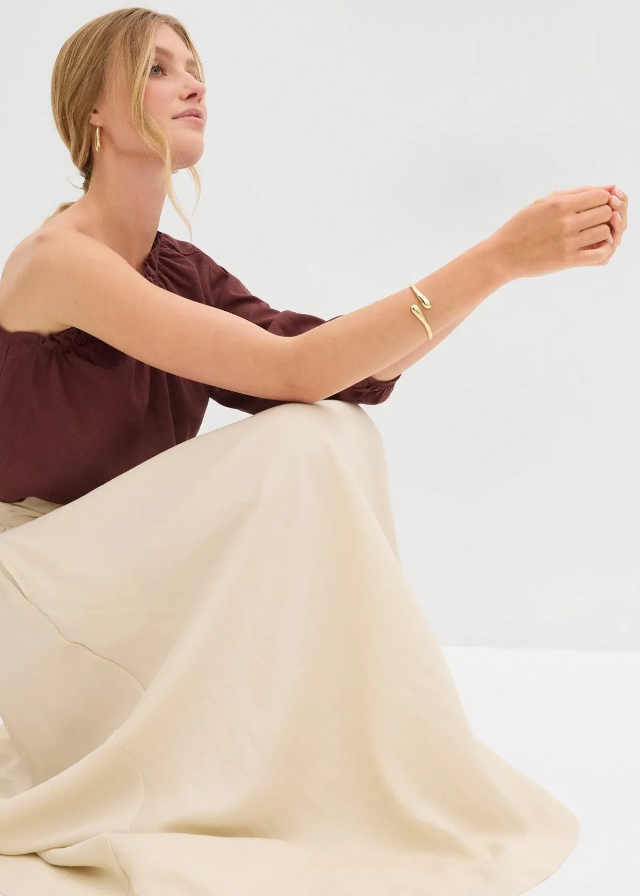 bonprix Jupe longue et évasée en Lyocell mélangé|Femme Jupes