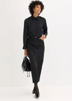 Femme bonprix Jupes|Jupe midi en coton extensible