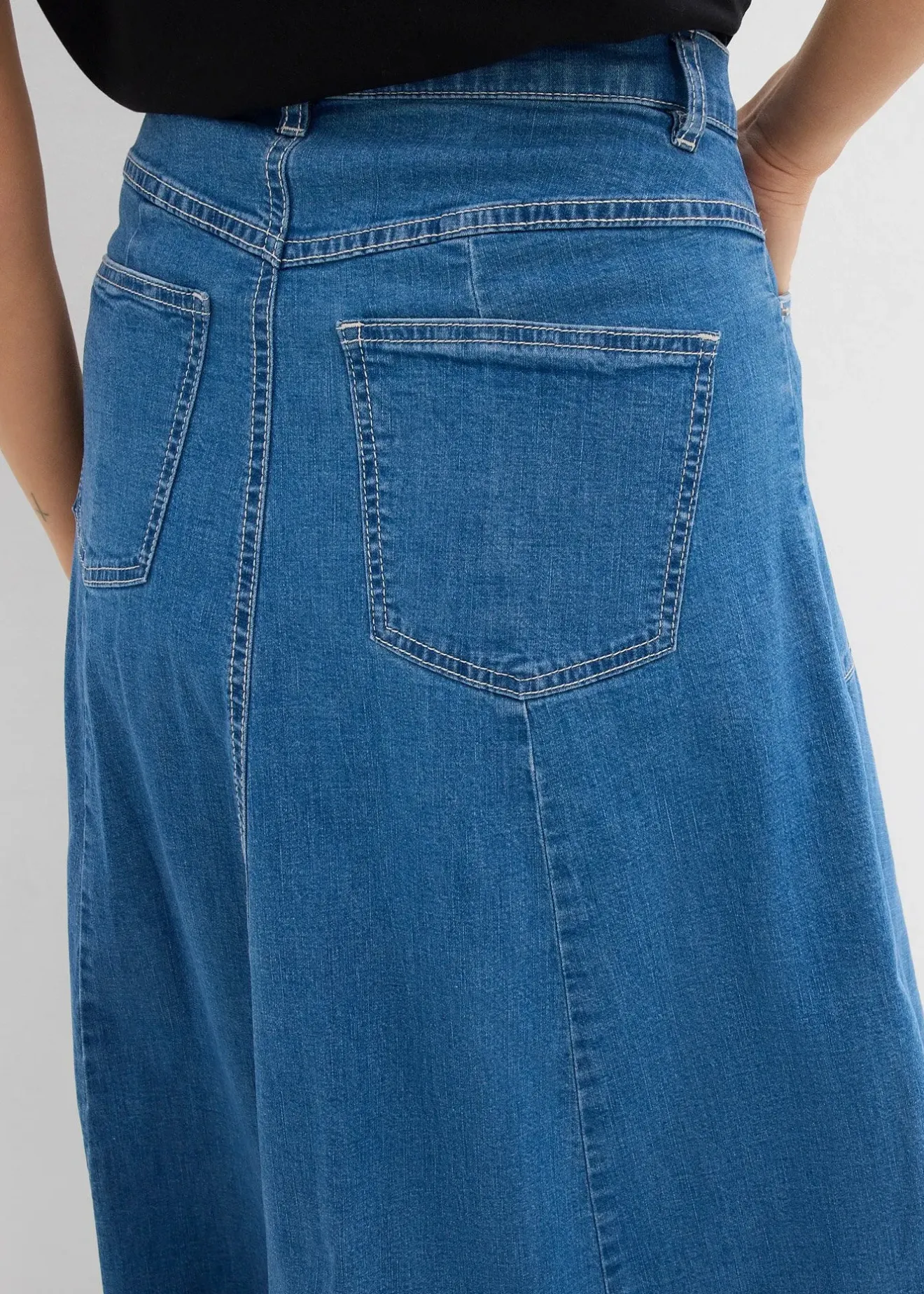 bonprix Jupe midi en jean, taille haute|Femme Jupes