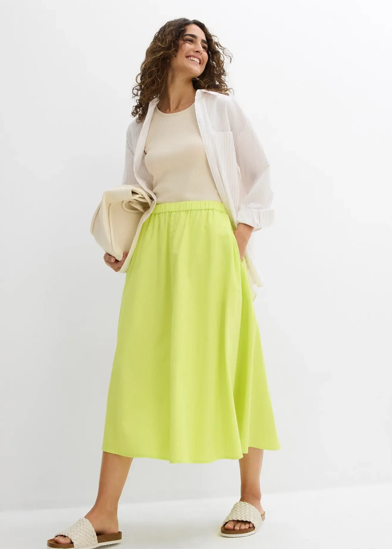 Femme bonprix Jupes|Jupe midi en lin majoritaire