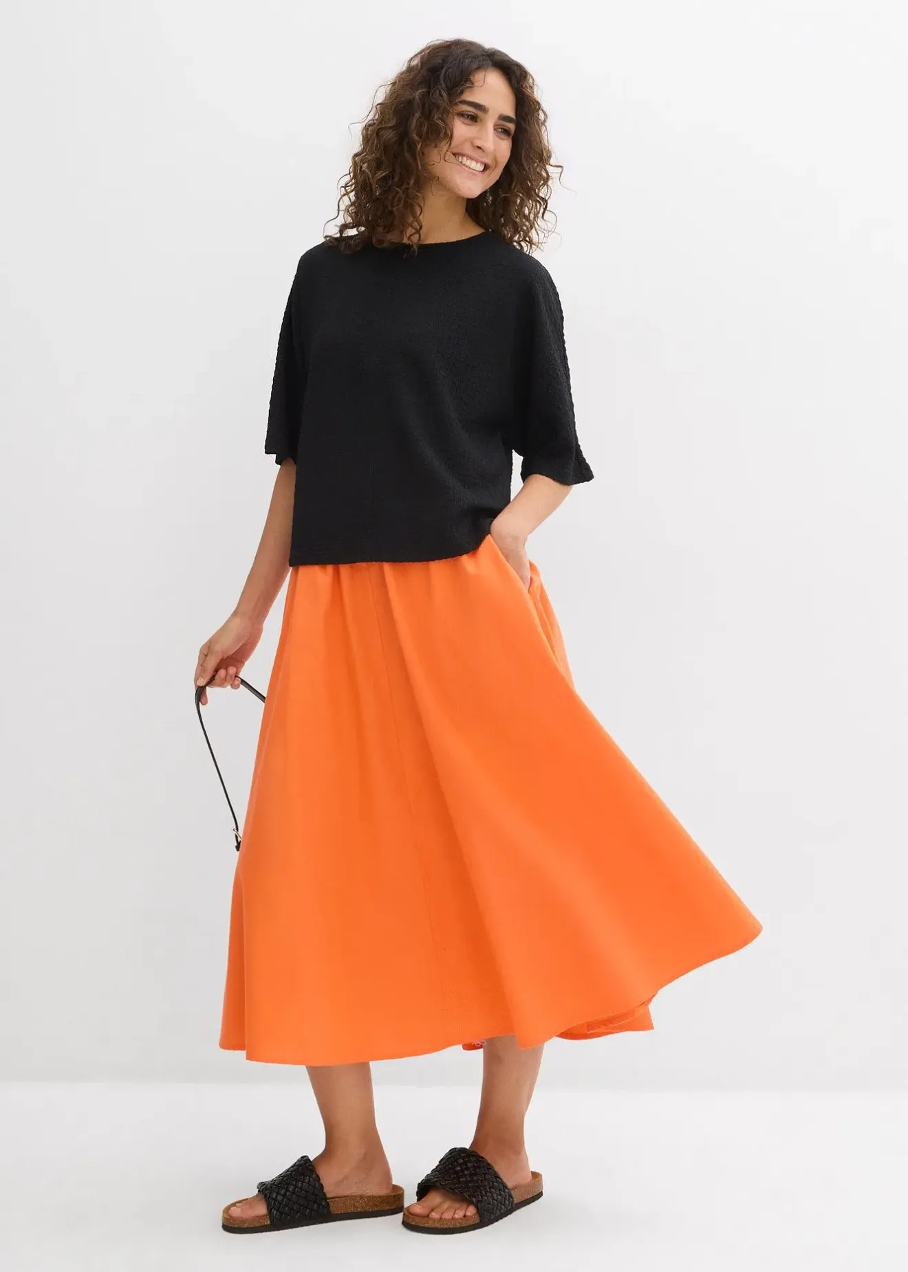 Femme bonprix Jupes|Jupe midi en lin majoritaire