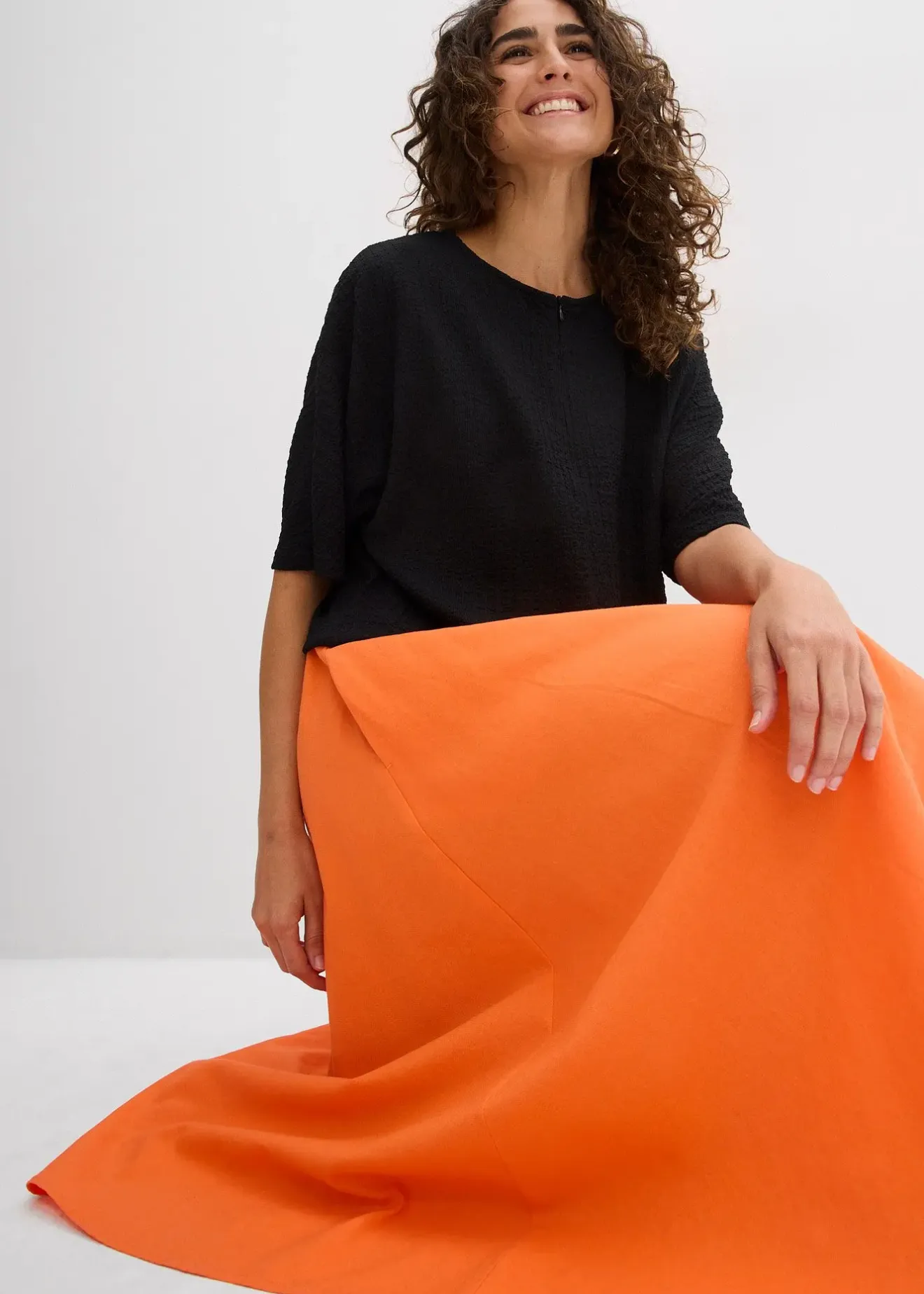 Femme bonprix Jupes|Jupe midi en lin majoritaire