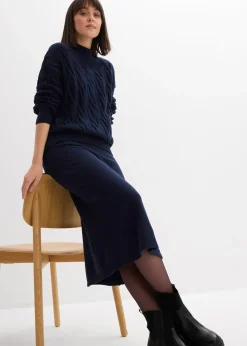 Femme bonprix Jupes|Jupe midi en maille douce