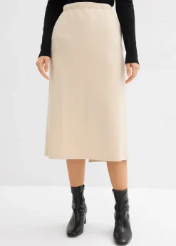 Femme bonprix Jupes|Jupe midi en matière néoprène douce