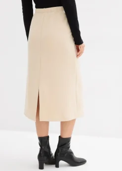 Femme bonprix Jupes|Jupe midi en matière néoprène douce